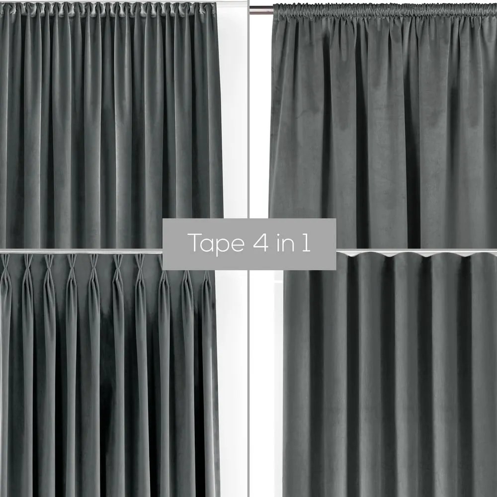 Ciemnoszara aksamitna zasłona częściowo zaciemniająca (dimout) 200x250 cm Velto – Filumi