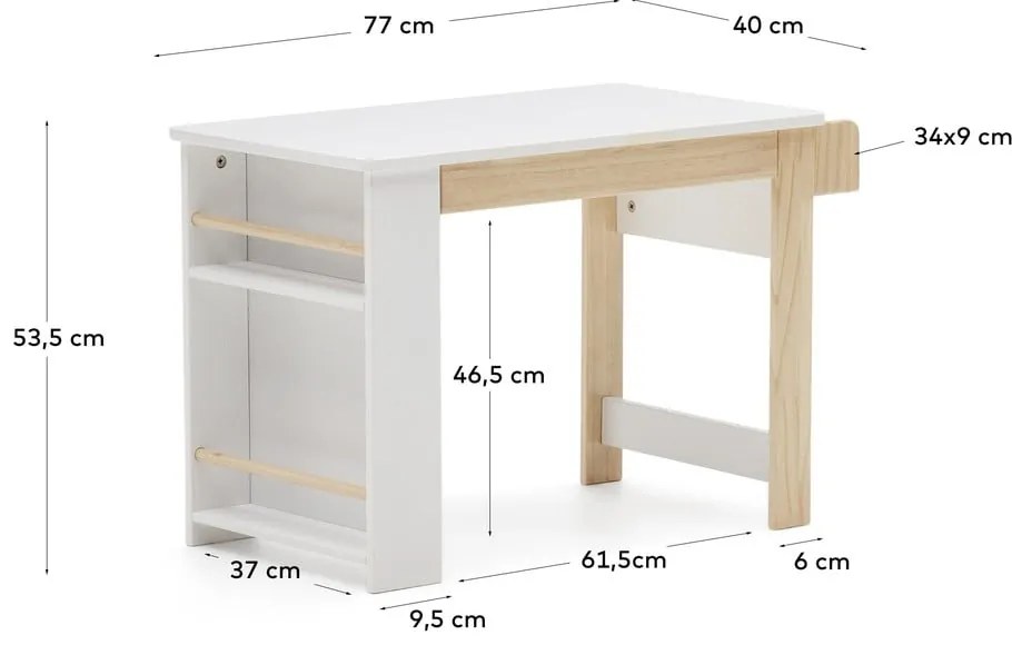Biurko dziecięce z białym blatem 40x77 cm Serwa – Kave Home