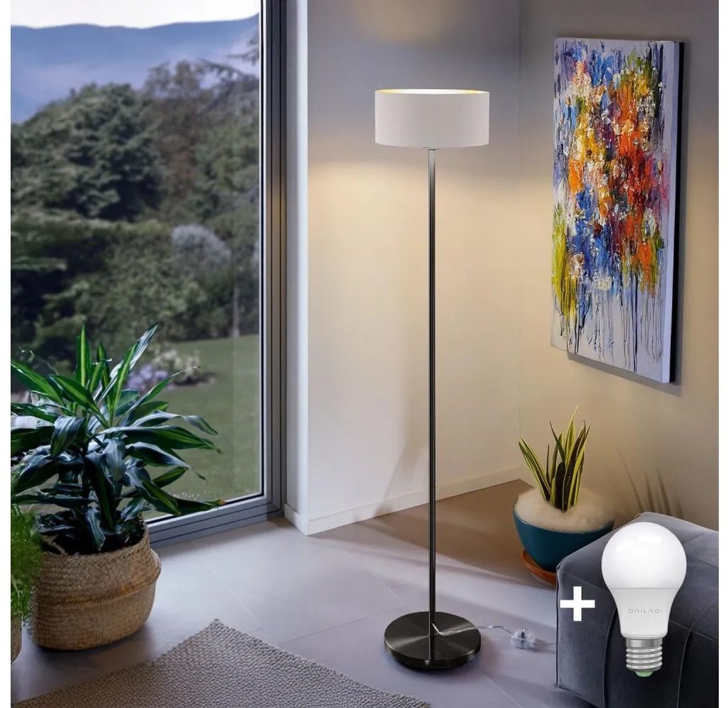 Lampa stojąca LED TUNJA 1xE27/20W/230V, śr. 30 cm, czarna/biała