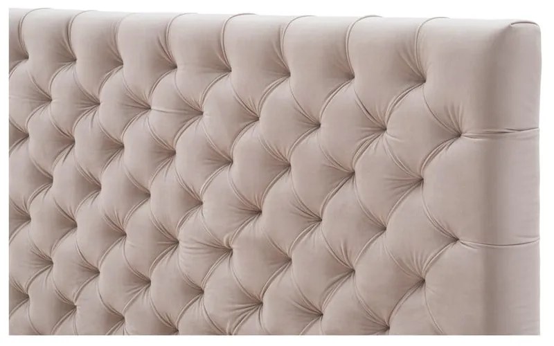 Beżowe tapicerowane łóżko dwuosobowe ze schowkiem i stelażem 180x200 cm La Maison – Meise Möbel