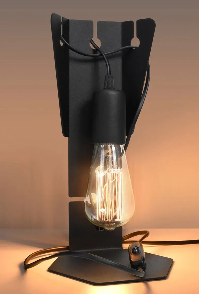 Czarna industrialna lampka biurowa D7-T06