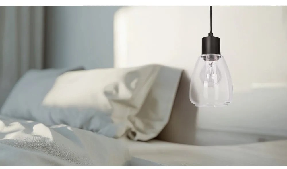 Czarna lampa wisząca ze szklanym kloszem ø 12 cm Moldo – Candellux Lighting