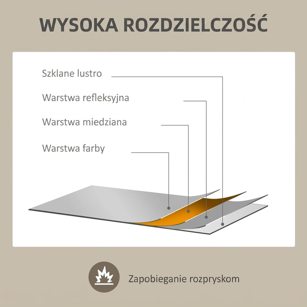 HOMCOM Lustro Ścienne Dekoracyjne, Design Vintage, 80 x 2,1 x 60 cm, Drewno Macierzyste, Naturalne