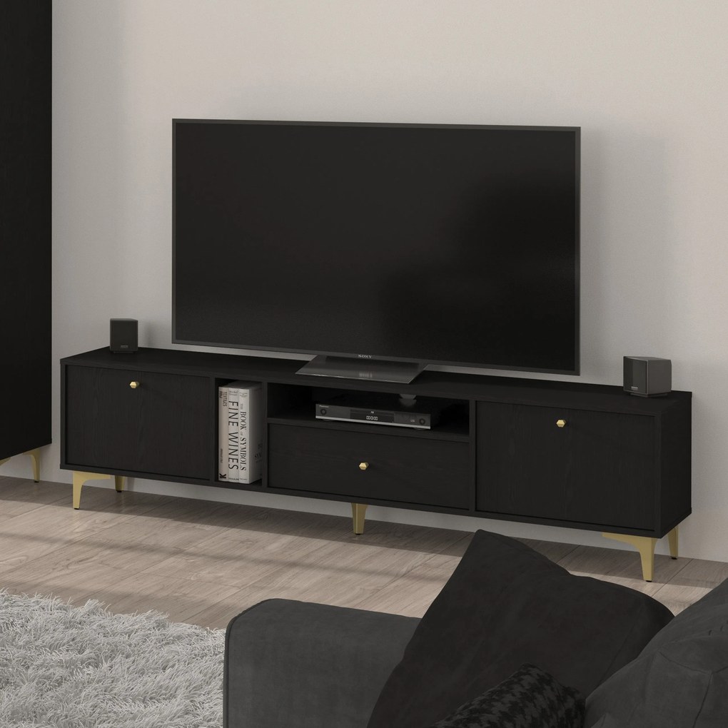 Szafka RTV TORINO - Grafit / Wysokość 48.5 cm / 180 cm / 1 szuflada