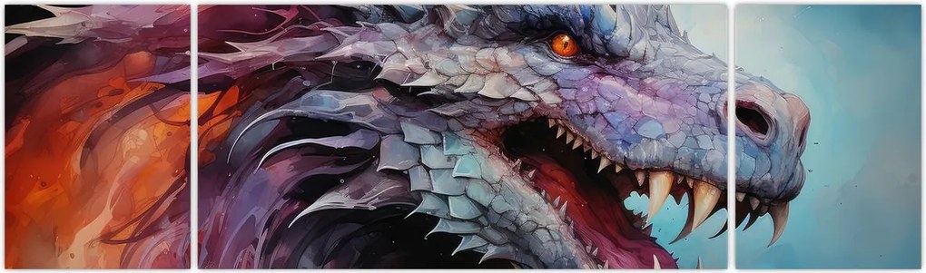 Obraz - Ilustracja przedstawiająca smoka (170x50 cm)