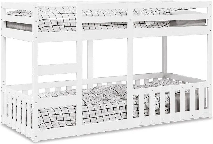 Łóżko piętrowe Białe 90x200 cm z Litego Drewna Sosnowego dla Dzieci