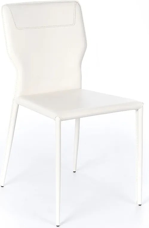 Zestaw 2 nowoczesnych krzeseł "Quito" ze skóry ekologicznej w kolorze białym z metalowymi nogami, 44x56 cm, 86,5 h
