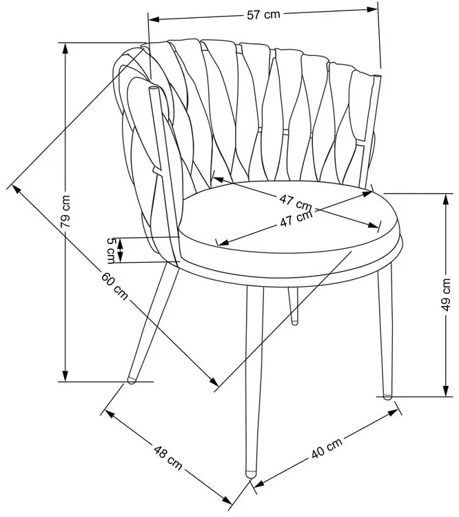 Metalowe krzesło z oliwkowym plecionym oparciem R5-F07