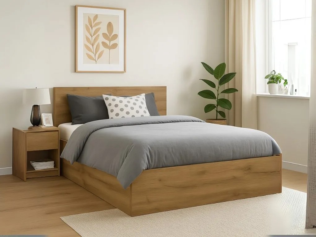 Łóżko SOFIA 120 x 200 cm, dąb artisan Stelaż: Ze stelażem listwowym rolowanym elastycznym, Materac: Materac Deluxe 10 cm