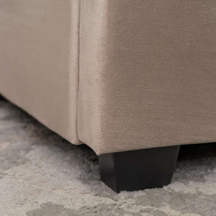 Łóżko Tapicerowane 160x200 cm ze Stelażem i Pojemnikiem Dwuosobowe TINGA Welurowe Beżowe Sypialniane