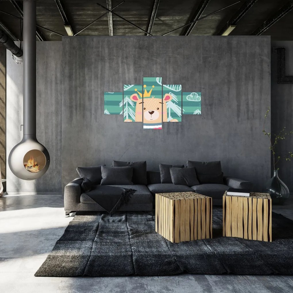 Obraz - Niedźwiadek w lesie (125x70 cm)