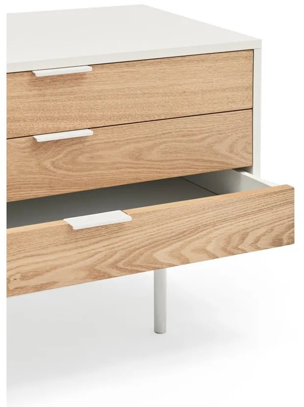 Biało-naturalna szafka pod TV w dekorze dębu 180x52 cm Sierra – Teulat