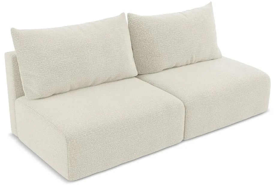 Kremowa rozkładana/ze schowkiem sofa 216 cm Kalena – Makamii