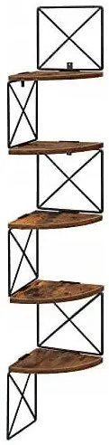 Narożna industrialna półka ścienna rustykalny brąz A6-B19