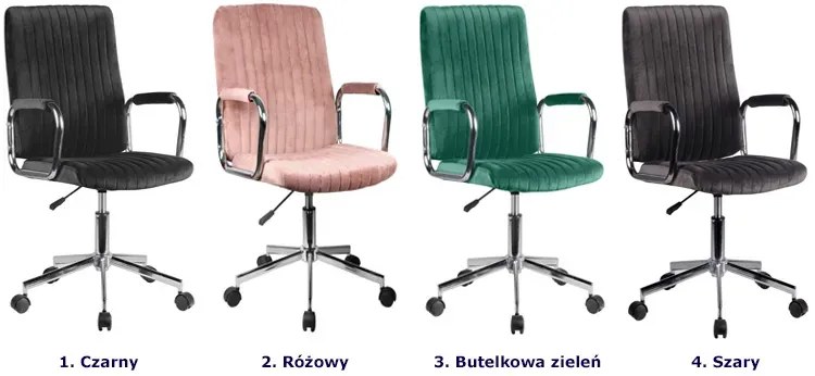 Różowy welurowy fotel do biurka G7-T32