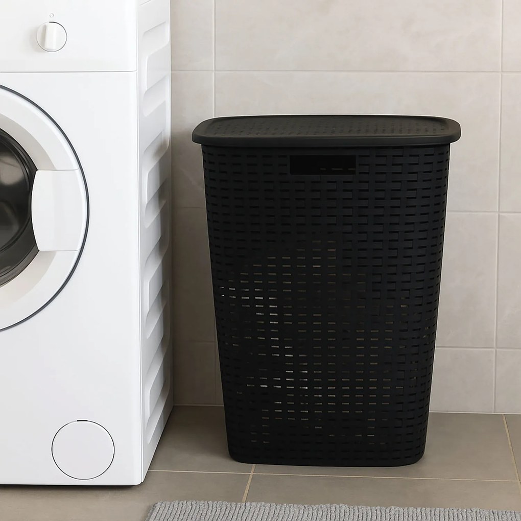 Kosz na pranie z plastiku z recyklingu, 53 l