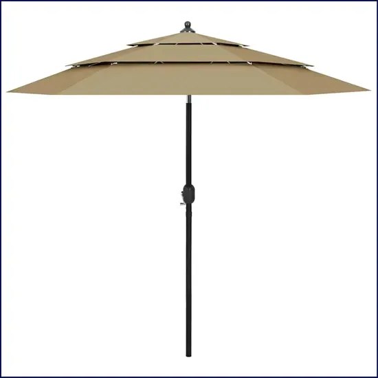 Okrągły trzypoziomowy parasol ogrodowy taupe P9-D43