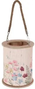Lampion bambusowy z uchwytem ze sznura, Ø 13 x 16,5 cm, wzór kwiatowy