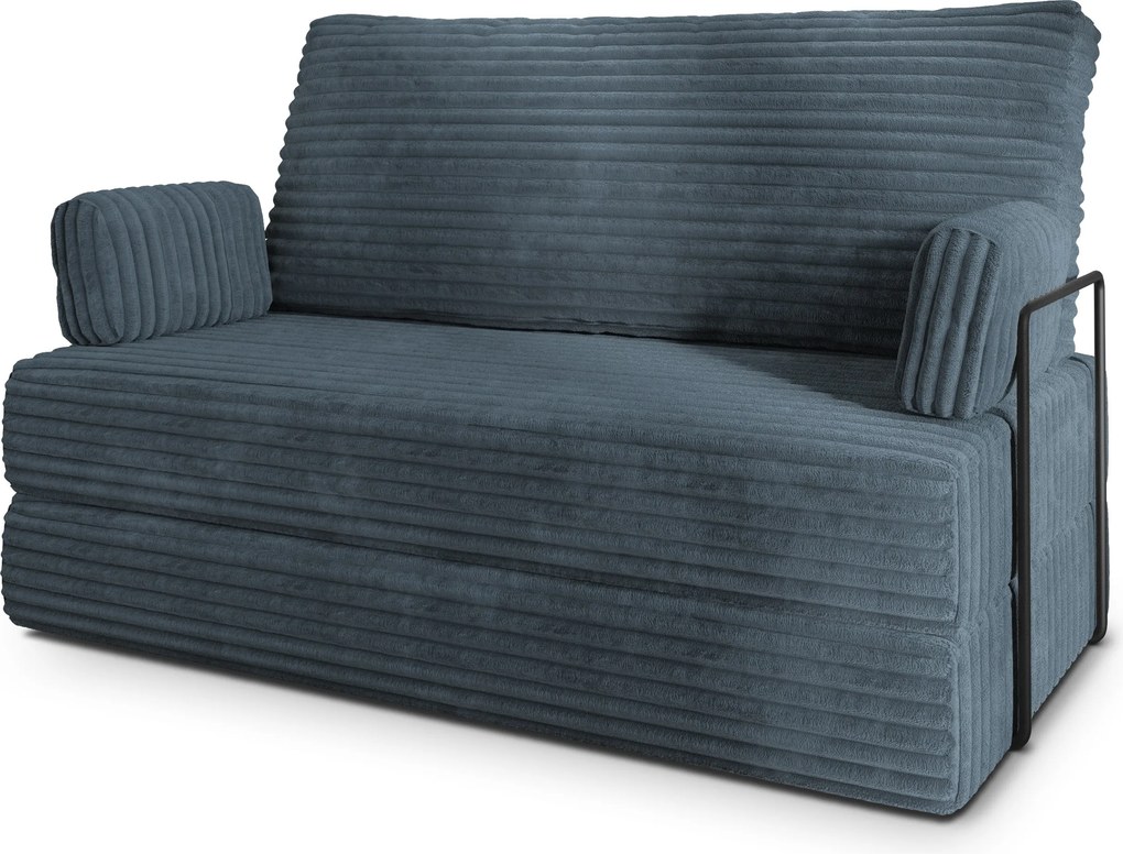 Masseno Sofa piankowa LADIA z funkcją spania, Kanapa z pianki do salonu, Bezmontażowa, Tkanina sztruksowa – Szary TILIA 85
