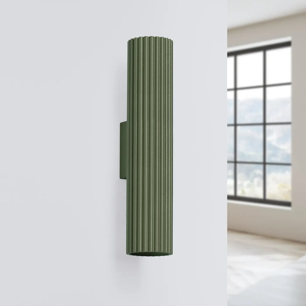 Kinkiet KARBON 30 zielony oliwkowy ryflowany SOLLUX  LIGHTING