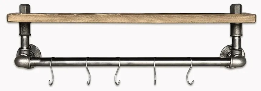 Półka drewniana z haczykami Raffan Pipe