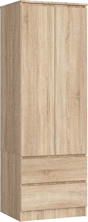 Szafa AKORD S60 Dąb Sonoma 60 cm 2 drzwi 2 szuflady kolor Dąb Sonoma mat 1 półka 60x51x180 cm