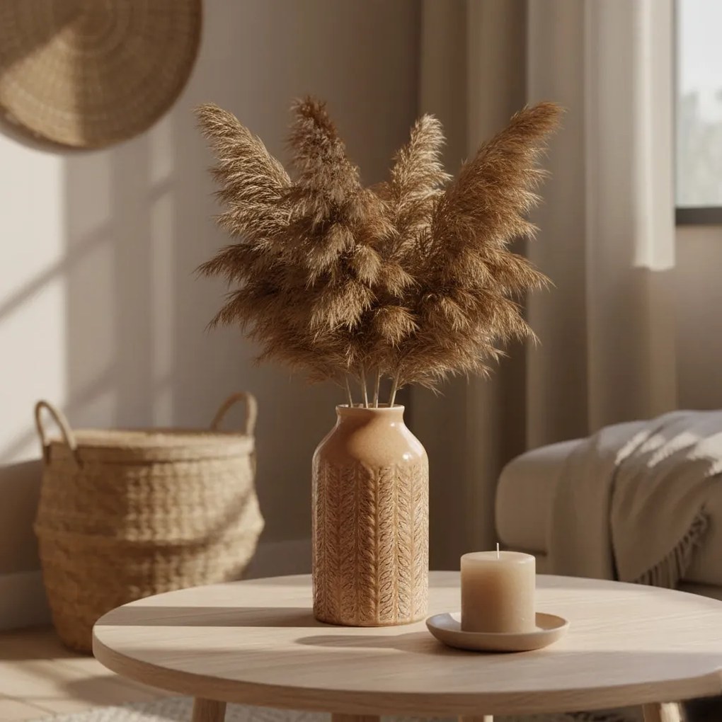 Osłonka Ceramiczna Brąz 17 cm Nowoczesny Wazon zdobiony Elegancki vintage