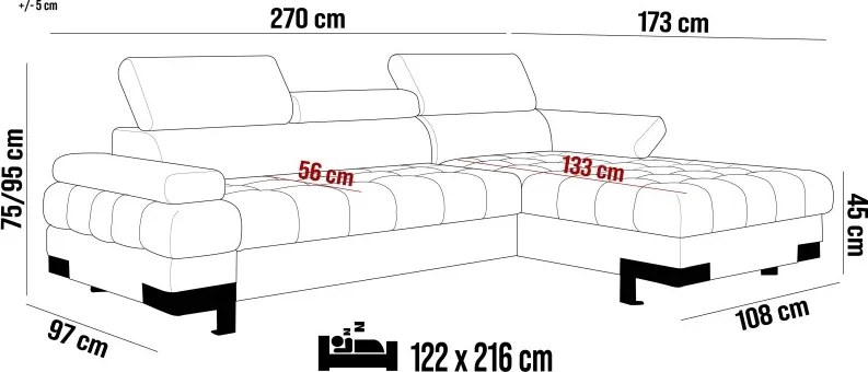 Narożnik SELVA S z funkcją spania i pojemnikiem AUSTIN 01 WERSAL