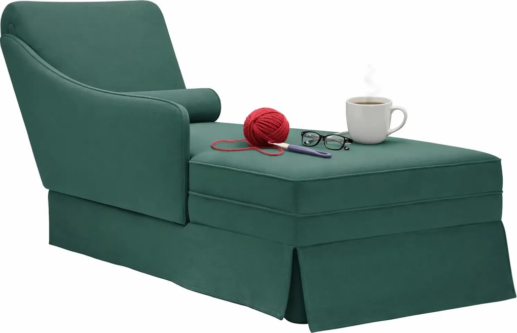 Elegancki zielony szezlong z podłokietnikiem W9-N18