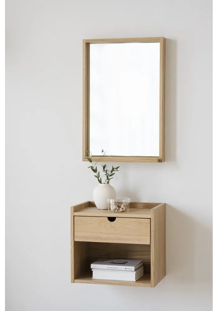 Naturalna szafka nocna z litego drewna dębowego wisząca/z półką Hillmond – Rowico