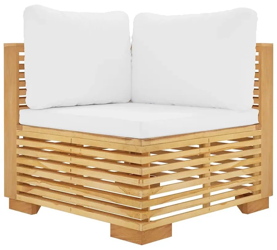 Drewniana modułowa sofa ogrodowa z kremowymi poduszkami K4-E20