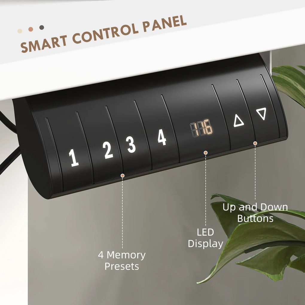 Vinsetto Elektryczne biurko regulowane, 120x60x72-116cm, Białe