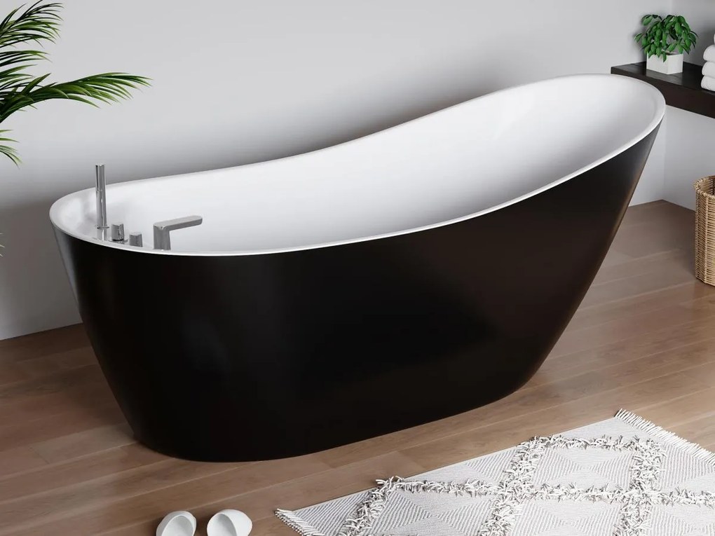 Wanna wolnostojąca NATALIA – 1-osobowa – 220 l – 150 × 75 × 70 cm (dł. × szer. × wys.) – kolor czarny
