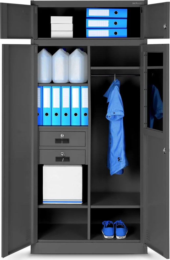 Wielokomorowa szafa socjalna Borys 90x50x185 cm antracyt