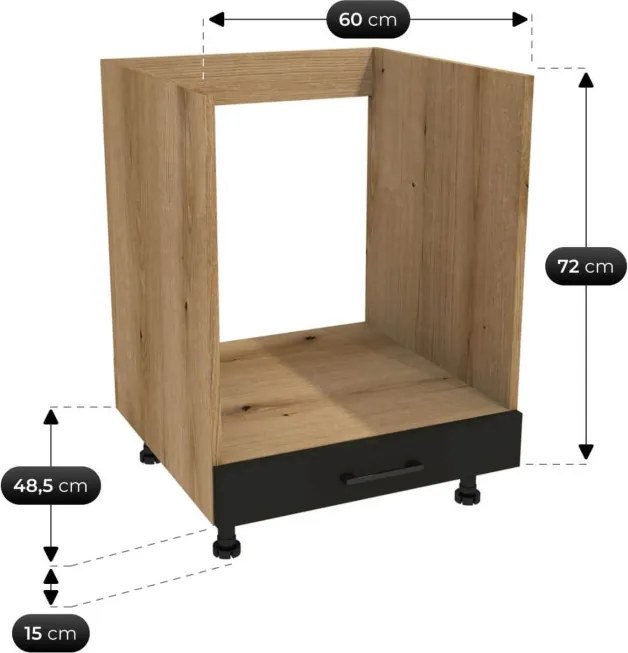 Zestaw Mebli Kuchennych MODERN 200 cm Czarny/Dąb Evoke Loftowy