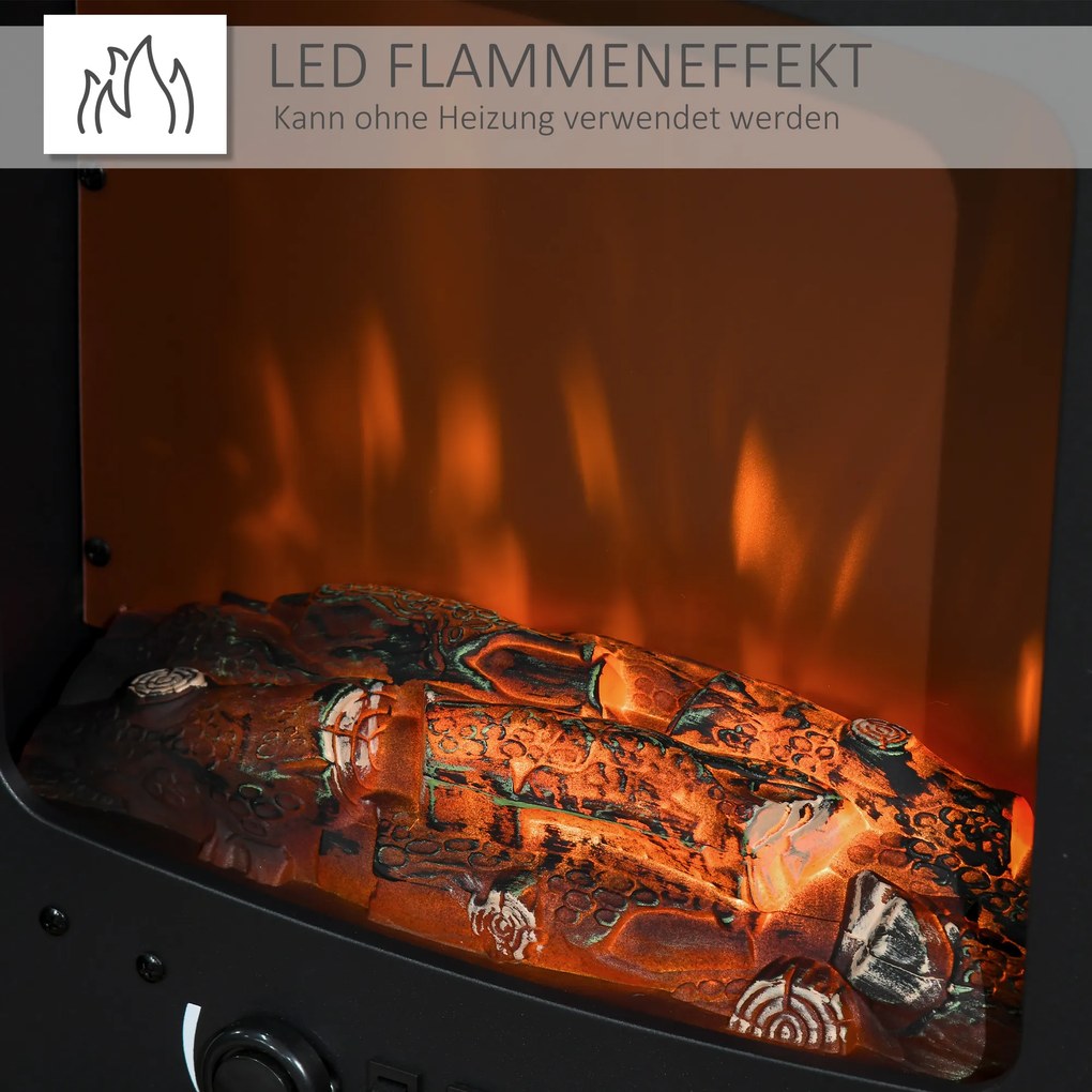HOMCOM LED kominek wolnostojący z efektem płomieni 900/1800W Czarny