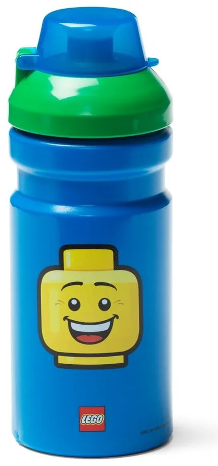 Niebieska butelka na wodę z zieloną zakrętką LEGO® Iconic, 390 ml