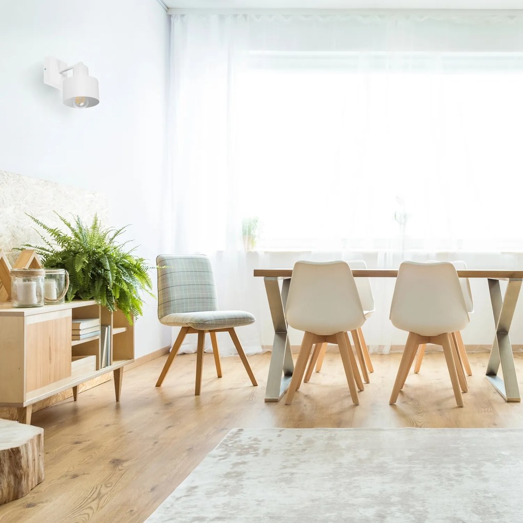 Biały kinkiet LED WD-WE10x10WE jednopunktowy z litego drewna