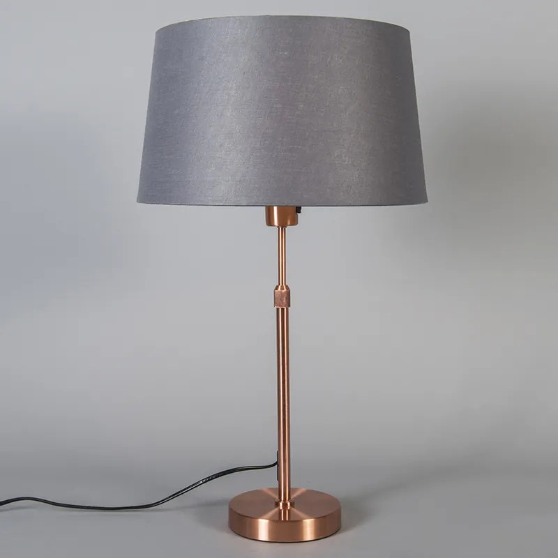 Lampa stołowa miedziana z szarym kloszem 35 cm regulowana - Parte Nowoczesny Oswietlenie wewnetrzne