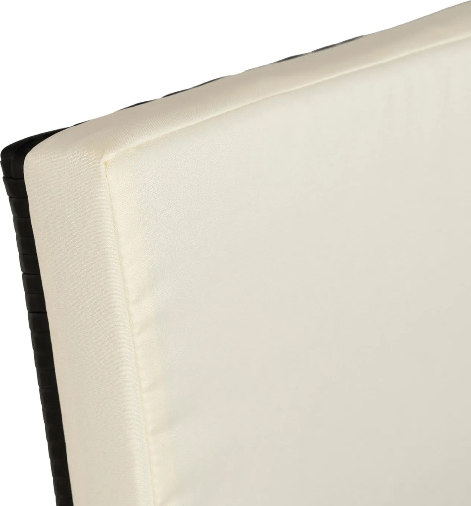 Zestaw mebli ogrodowych z fotelami i pufami Seaside, czarny technorattan, kremowe poduszki