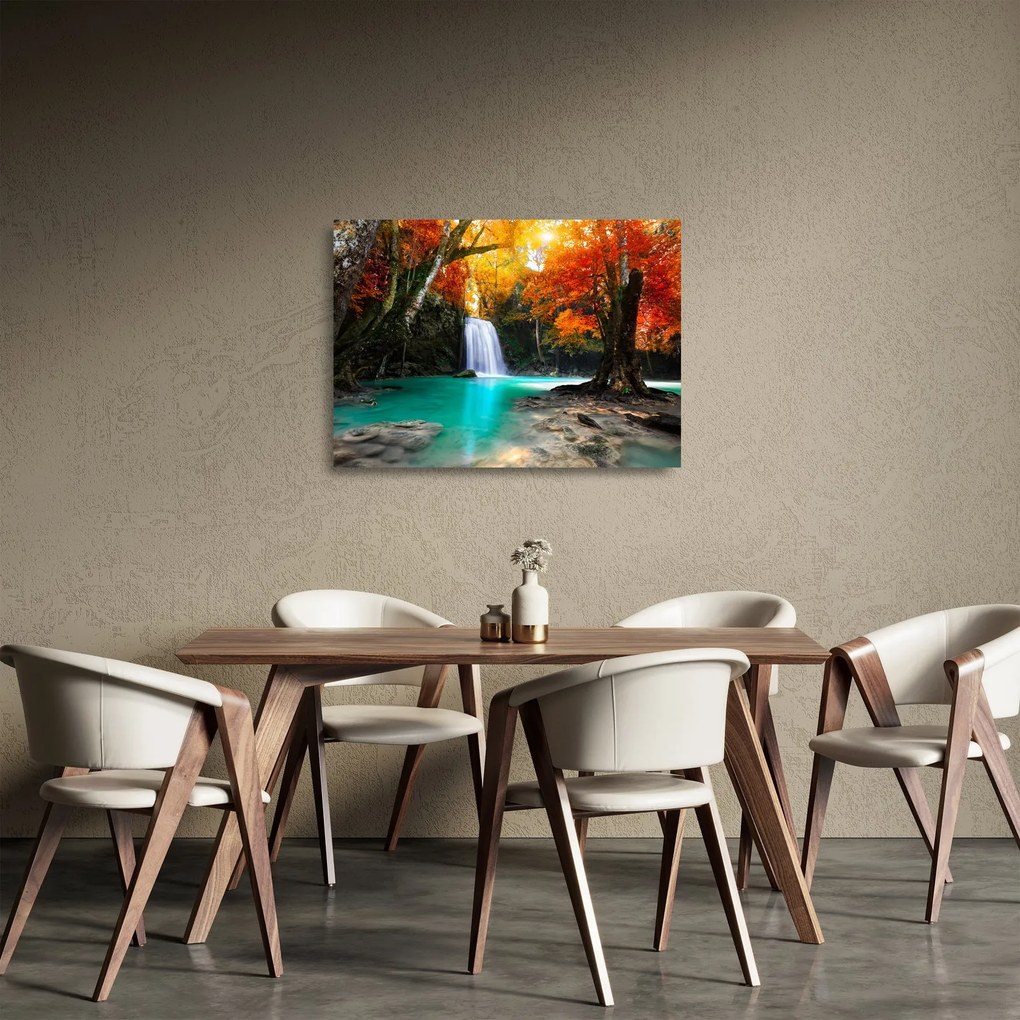 Obraz na szkle - Szmaragdowa Laguna (70x50 cm)