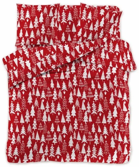 PrzytulneMieszkanie.pl PrzytulneMieszkanie.pl Pościel bawełniana CHRISTMAS TREES czerwona Rozmiar pościeli: 70 x 90 cm | 140 x 200 cm