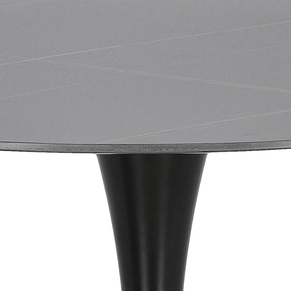 Stół na jednej nodze z marmurowym blatem Skinny Premium Stone Black 90