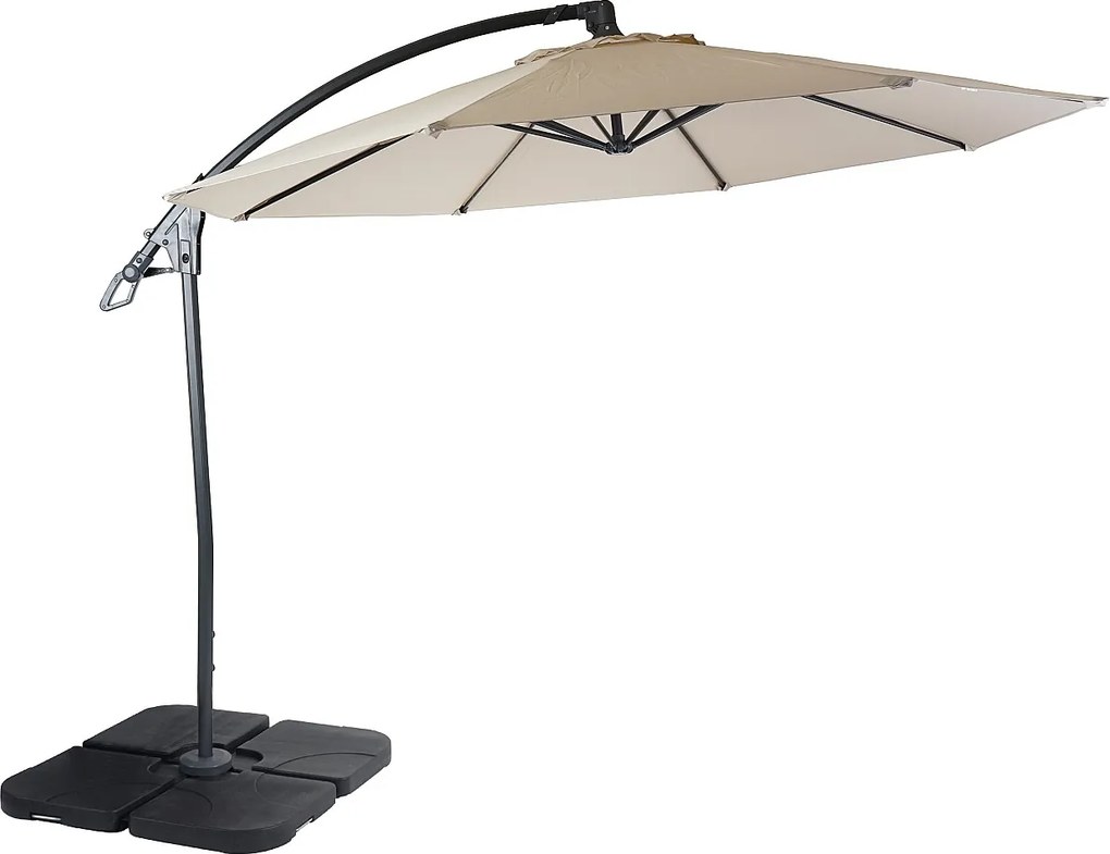 Parasol z lampą MCW-D14,  kremowo-biały z podstawą