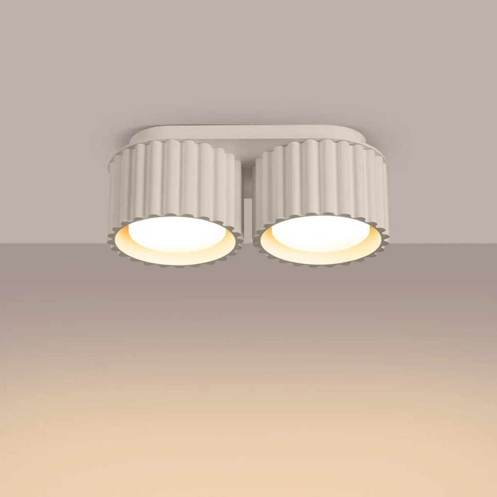 Plafon dwupunktowy AURA 2 beżowy GX53 ryflowany SOLLUX  LIGHTING