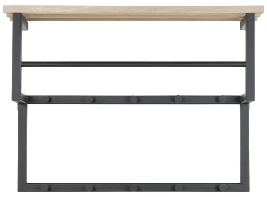 Czarny/w naturalnym kolorze metalowy wieszak ścienny z półką 71 cm Rizzoli – Spinder Design