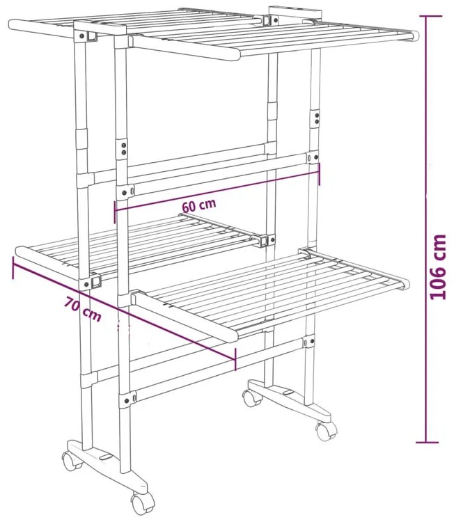 Dwupoziomowa suszarka na pranie na kółkach - Osta