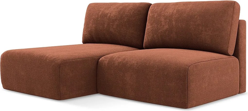 Otwarty Lewy narożnik z funkcją spania - z tkaniny szenilowej - terakota - KONA