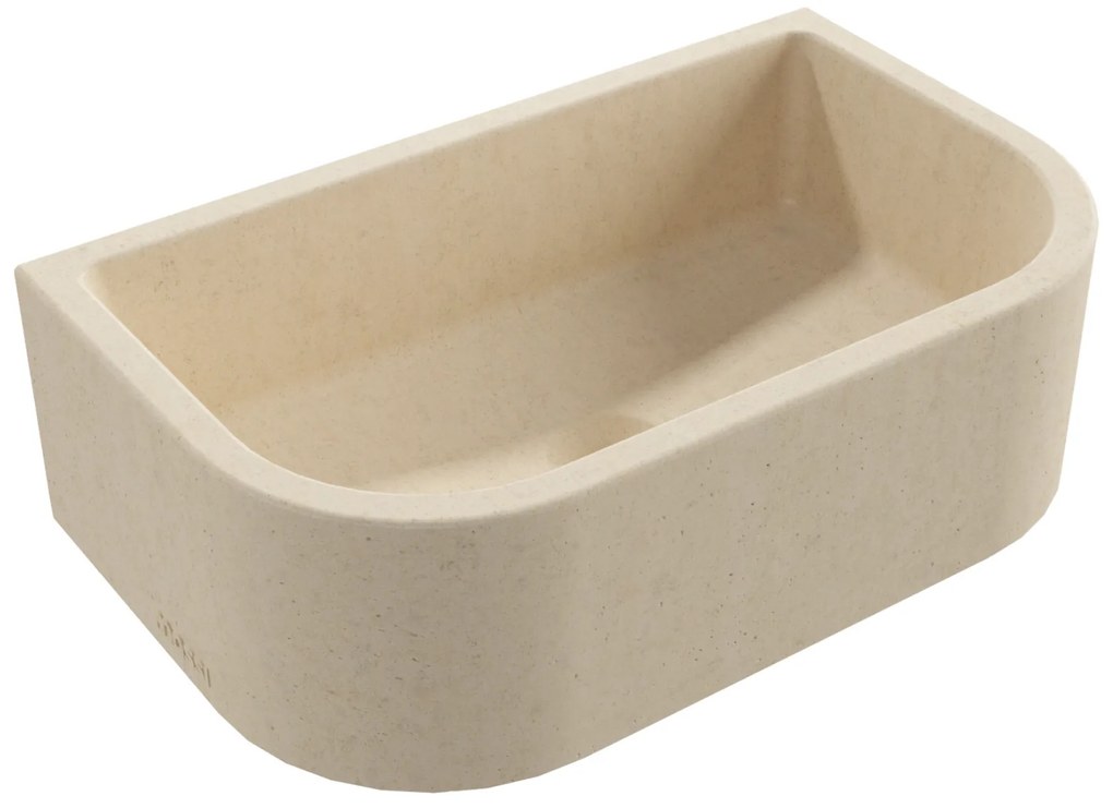 Umywalka betonowa półokrągła wisząca / nablatowa bez otworu na baterię 49 x 30 cm PALANGA | różne kolory : Kolor - Kość słoniowa/Ecru, Typ montażu - nablatowa