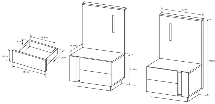 Zestaw 2 szafek nocnych biały + dąb grandson - Medina 14X